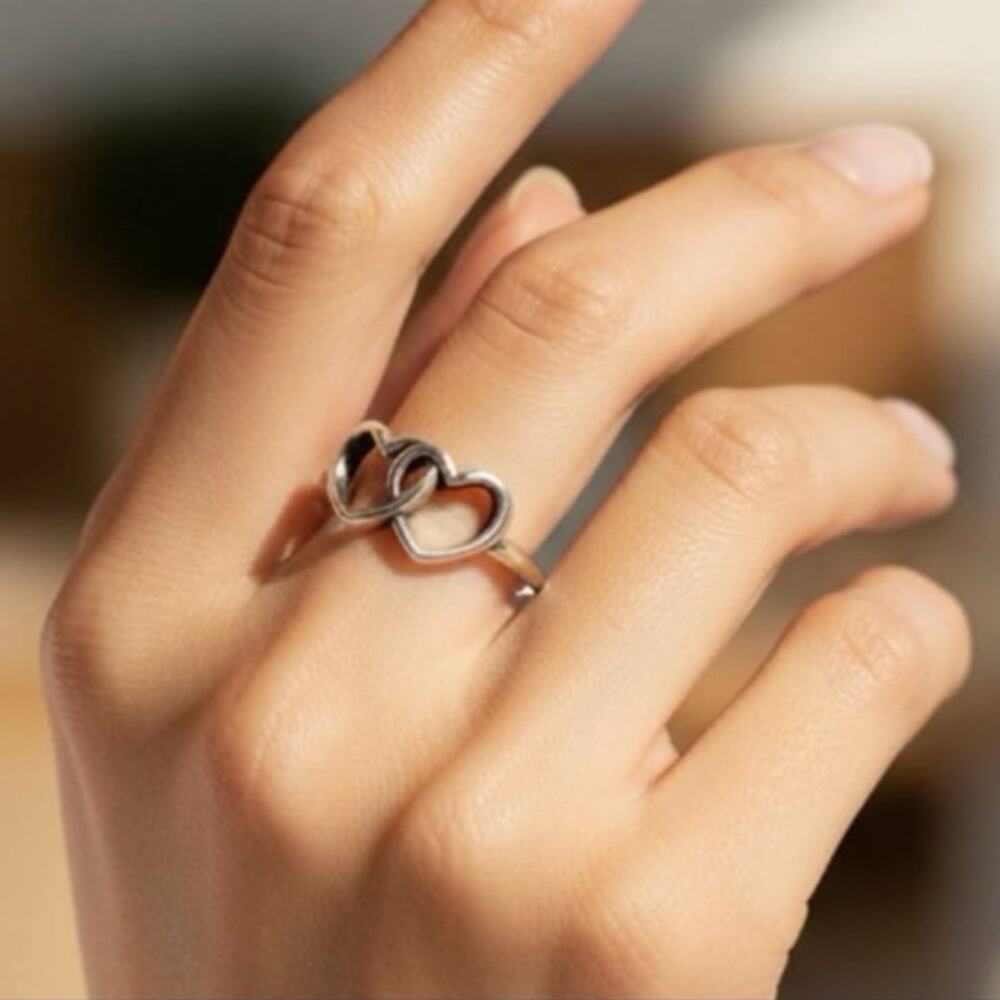 James Avery Two Hearts Together Ring Minimalist Size 10